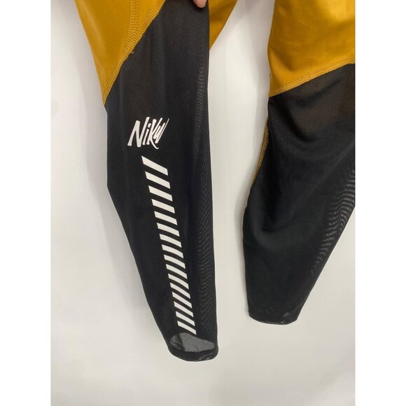 NIKE DRI-FIT SIZE LARGE MUSTARD YELLOW YOGA PANTS BLACK MESH - Picture 6 of 6